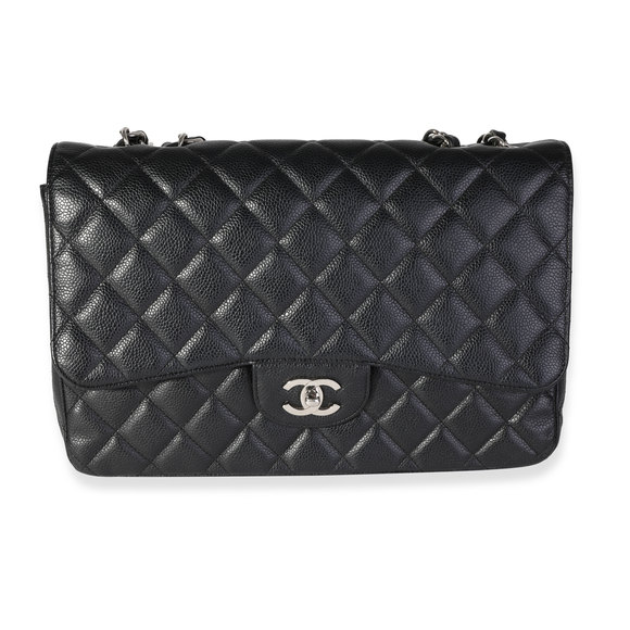 Chanel Black Quilted Caviar Jumbo Classic Single Flap Handbag - Picture 1 of 8